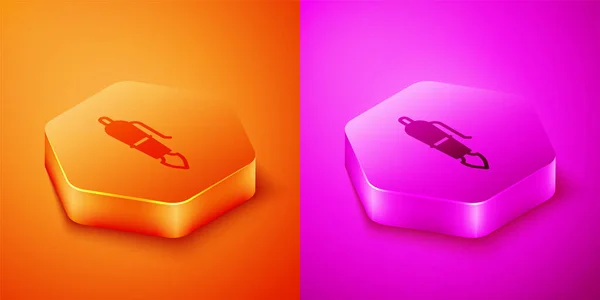 Isometric Fountain Pen Nib Icon Isolated Orange Pink Background Pen — Stock Vector