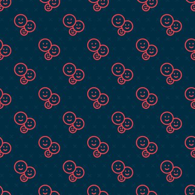 Kırmızı çizgi Mutlu arkadaşlık günü ikonu siyah arka planda izole edilmiş kusursuz desen. Sonsuz dostluk kavramı. Vektör.