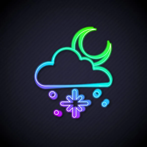 Glowing Neon Line Cloud Snow Sun Icon Isolated Black Background — Stock Vector