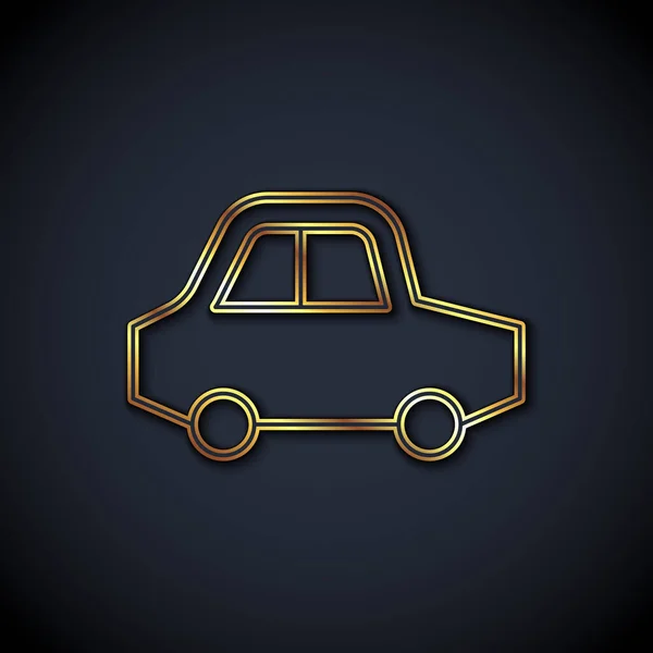 Icono Del Coche Juguete Línea Oro Aislado Sobre Fondo Negro — Vector de stock