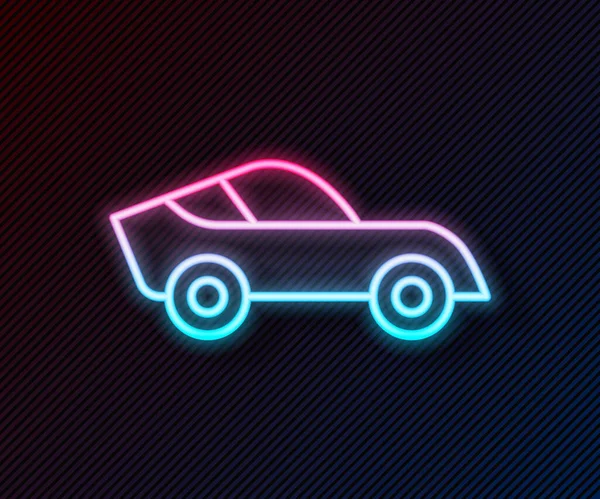 Gloeiende Neon Lijn Auto Pictogram Geïsoleerd Zwarte Achtergrond Vector — Stockvector