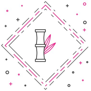 Çizgi Bambu simgesi beyaz arkaplanda izole edildi. Renkli taslak konsepti. Vektör İllüstrasyonu.