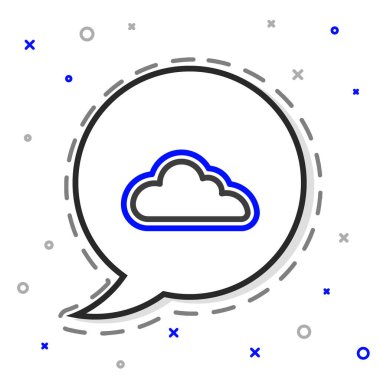 Beyaz arkaplanda çizgi bulutu simgesi izole edildi. Renkli taslak konsepti. Vektör