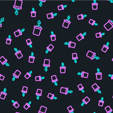 Şişe simgesindeki çizgi filizi siyah arka planda izole edilmiş. Tohum ve tohum. İşaret bırakıyor. Yaprak doğası. Vektör