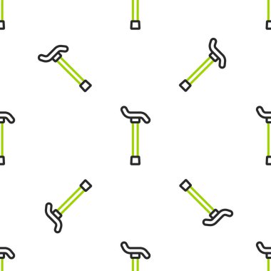 Çizgili baston simgesi, beyaz arka planda izole edilmiş, pürüzsüz desen. Vektör