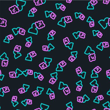 Çizgi insan kafası ve soru işareti simgesi siyah arkaplanda izole edilmiş kusursuz desen. Vektör