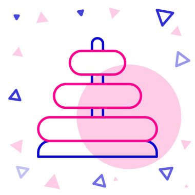 Çizgi Piramit oyuncak simgesi beyaz arkaplanda izole edildi. Renkli taslak konsepti. Vektör