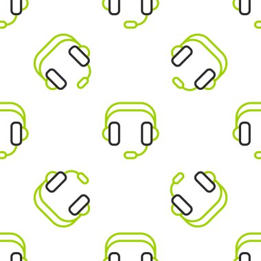 Hat Kulaklığı simgesi beyaz arka planda izole edilmiş kusursuz desen. Kulaklıklar. Müzik, hizmet, iletişim ve operatör konsepti. Vektör