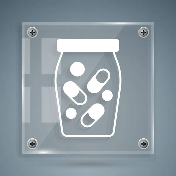 White Medicine Bottle Pills Icon Isolated Grey Background Bottle Pill — Stock Vector