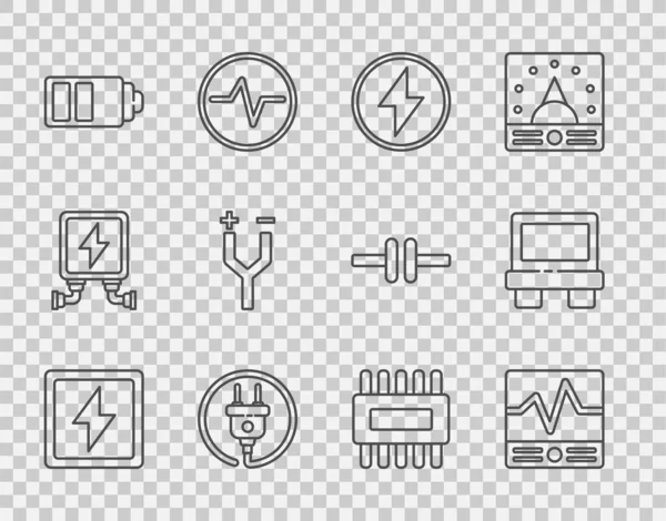Установка Линии Молнии Болт Электрические Измерительные Приборы Вилка Индикатор Уровня — стоковый вектор