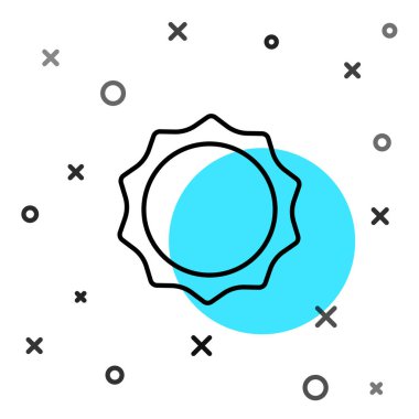 Siyah çizgi Sun simgesi beyaz arkaplanda izole edildi. Rastgele dinamik şekiller. Vektör.