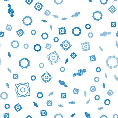 Hat Stereo hoparlörünü, Treble clef ve Tef 'i pürüzsüz desene ayarlayın. Vektör