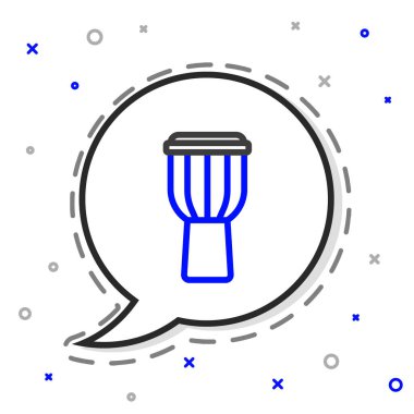 Satır Davul simgesi beyaz arkaplanda izole edildi. Müzik işareti. Müzik aleti sembolü. Renkli taslak konsepti. Vektör