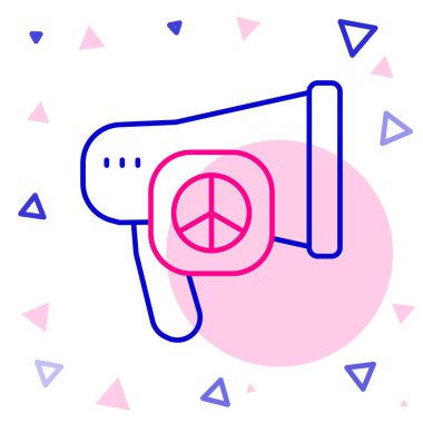 Beyaz arkaplanda çizgi barış simgesi izole edildi. Hippi barış sembolü. Renkli taslak konsepti. Vektör