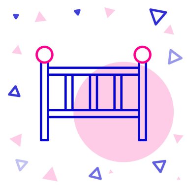 Line Baby beşik yatak ikonu beyaz arkaplanda izole edildi. Renkli taslak konsepti. Vektör