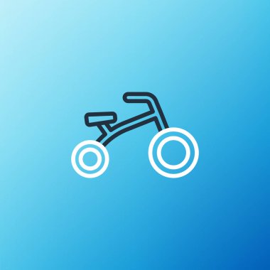 Mavi arka planda izole edilmiş çocuk simgesi için çizgi bisikleti. Renkli taslak konsepti. Vektör