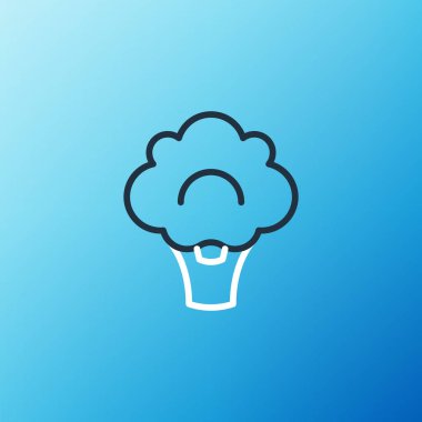 Brokoli çizgisi simgesi mavi arkaplanda izole edildi. Renkli taslak konsepti. Vektör