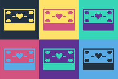 Pop Art Bağışı ve yardım ikonu renkli arka planda izole edildi. Para ve bağış konsepti. Vektör