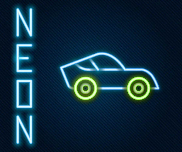 Glowing neon line Ikon mobil terisolasi pada latar belakang hitam. Konsep garis luar berwarna. Vektor - Stok Vektor
