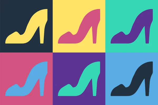Поп-арт Женщина обувь с высоким каблуком значок изолирован на цветном фоне. Вектор — стоковый вектор