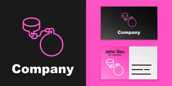 ピンクの線黒の背景に隔離されたチェーンアイコン上のボール。ロゴデザインテンプレート要素。ベクトル — ストックベクタ