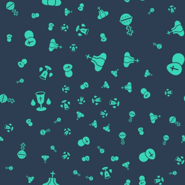 Kilise kulesini, Hıristiyan haçını, kadehi ve Paskalya yumurtasını kusursuz bir şekilde ayarla. Vektör