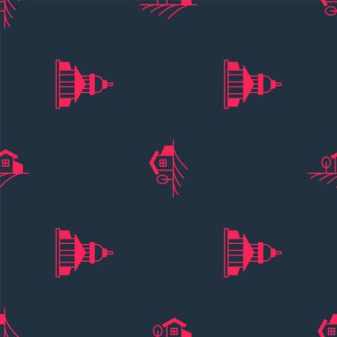 Müze binası ve köy manzarasını pürüzsüz bir düzene sokun. Vektör