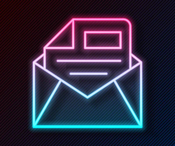 Ragyogó neon vonal Mail és e-mail ikon elszigetelt fekete alapon. Boríték szimbólum e-mail. E-mail üzenet jel. Vektor — Stock Vector