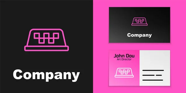 Roze lijn Taxi dak pictogram geïsoleerd op zwarte achtergrond. Logo ontwerp template element. Vector — Stockvector