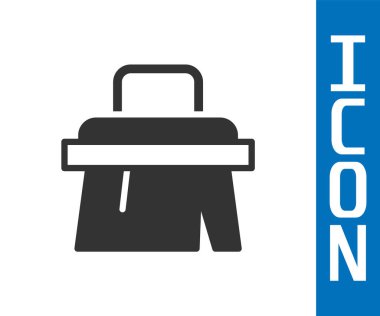 Gri Sauna fırça simgesi beyaz arkaplanda izole edildi. Banyoda yıkanmak için kaba kıllı ahşap bir fırça. Selülit önleyici masaj. Vektör