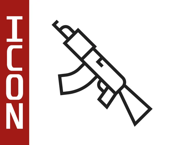 Black Line Submachine Gun Icon Isolated White Background Kalashnikov Ak47 — Stock Vector