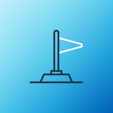 Satır Bayrağı simgesi mavi arkaplanda izole edildi. Zafer, kazanmak ve zorluk konseptini fethetmek. Renkli taslak konsepti. Vektör