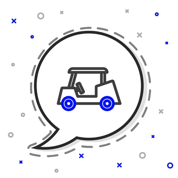 Ligne icône de voiture de golf isolé sur fond blanc. Chariot de golf. Concept de contour coloré. Vecteur — Image vectorielle