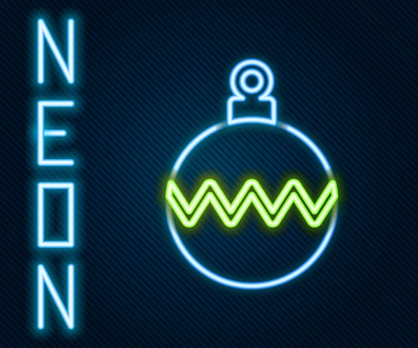 Icono de bola de Navidad de línea de neón brillante aislado sobre fondo negro. Feliz Navidad y Feliz Año Nuevo. Concepto de esquema colorido. Vector — Vector de stock