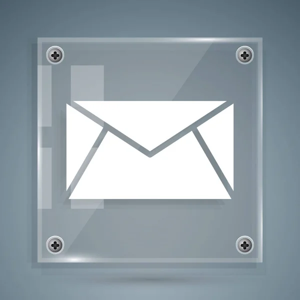 White Mail och e-post ikon isolerad på grå bakgrund. Kuvert symbol e-post. E-postmeddelande tecken. Fyrkantiga glasskivor. Vektor — Stock vektor