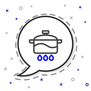 Çizgi Pişirme ikonu beyaz arkaplanda izole edildi. Haşlama ya da güveç besin sembolü. Renkli taslak konsepti. Vektör