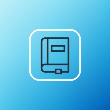 Satır Hukuku kitabı simgesi mavi arkaplanda izole edildi. Yasal yargıç kitabı. Yargılama kavramı. Renkli taslak konsepti. Vektör