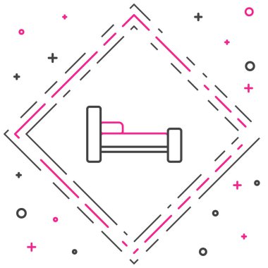 Beyaz arkaplanda çizgi yatak simgesi izole edildi. Renkli taslak konsepti. Vektör