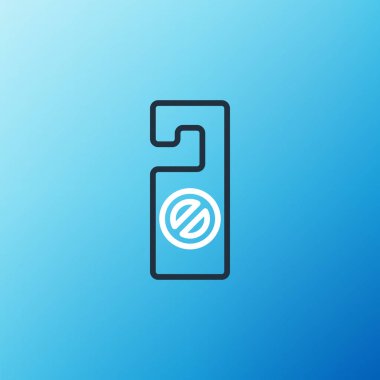 Satır Lütfen mavi arkaplanda izole edilmiş simgeyi rahatsız etmeyin. Otel Kapısı Askısı Etiketleri. Renkli taslak konsepti. Vektör