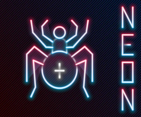 Świecąca neonowa ikona Spider odizolowana na czarnym tle. Wesołego Halloween. Kolorowy koncept. Wektor — Wektor stockowy