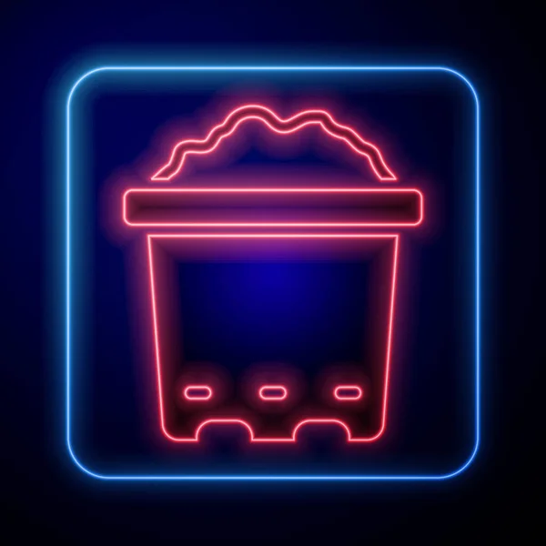 Vaso al neon luminoso con icona del suolo isolata su sfondo nero. Vettore — Vettoriale Stock