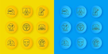 Graves cenaze kederi, ilaca bağımlılık, psikoloji, Psi, soru işareti, internetteki psikolog, Metronom sarkacı ve ikon. Vektör