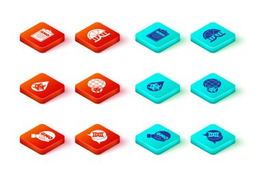 GDO, DNA sembolü, genetik olarak değiştirilmiş turuncu ve simge. Vektör