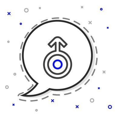 Beyaz arka planda izole edilmiş Uranüs ikonunun Antik çizgisi astrolojik sembolü. Astroloji gezegeni. Zodiac ve astroloji işareti. Renkli taslak konsepti. Vektör