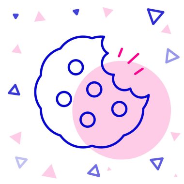 Beyaz arka planda izole edilmiş çikolatalı kurabiye ya da bisküvi. Renkli taslak konsepti. Vektör.