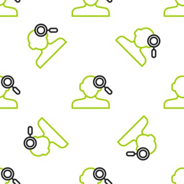 Çizgi Bulma sorunu psikoloji simgesinde izole edilmiş beyaz arka planda kusursuz bir kalıp. Vektör.