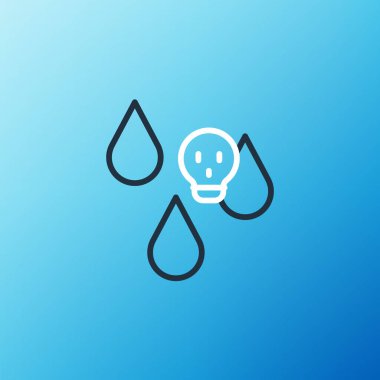 Çizgi asit yağmuru ve mavi arka planda izole edilmiş radyoaktif bulut simgesi. Zehirli hava kirliliğinin çevre üzerindeki etkileri. Renkli taslak konsepti. Vektör.