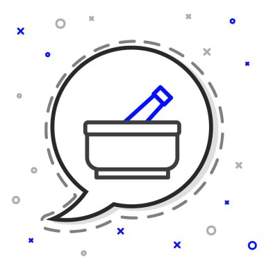 Havan topu ve tokmak simgesi beyaz arkaplanda izole edildi. Renkli taslak konsepti. Vektör