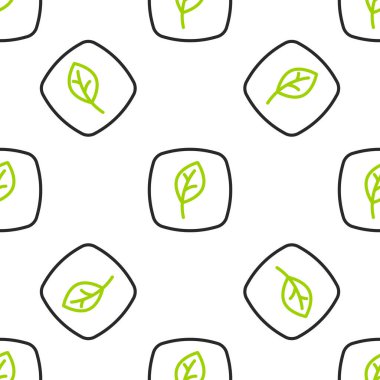 Çizgi Yaprak Eko simgesi simgesi beyaz arkaplanda izole edilmiş kusursuz desen. Pankart, etiket, etiket, logo, çevre yeşili etiketi. Vektör