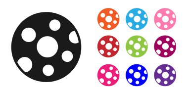 Beyaz arkaplanda siyah dolunay simgesi izole edildi. Bulutlu gece işareti. Uyku rüyalarının sembolü. Gece ya da yatak zamanı tabelası. Simgeleri renklendirin. Vektör